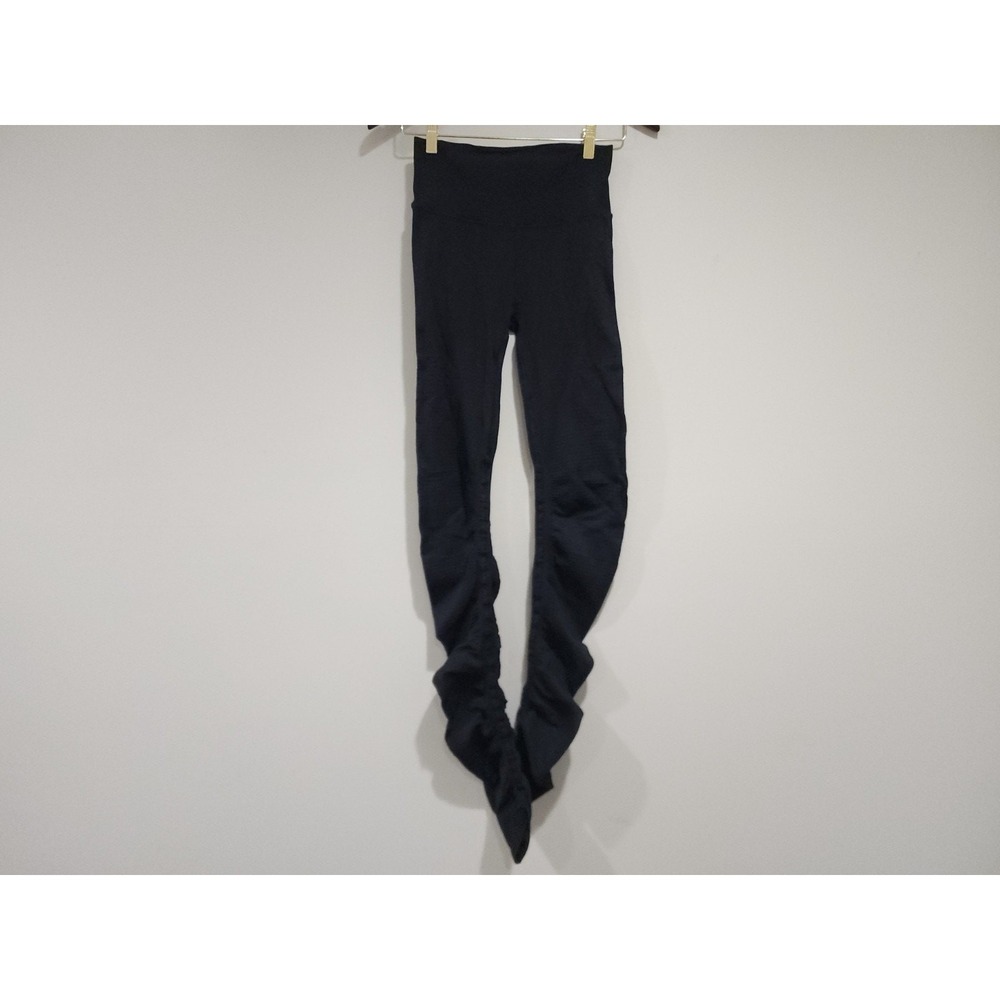 Alo Ankle Leggings Womens Medium Black Side Ruched Yoga Gym Workout Athleisure